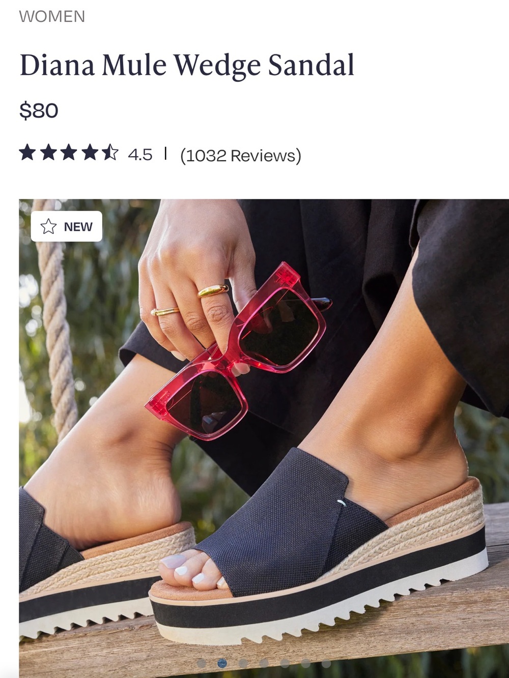 TOMS Diana Platform Mule Sandals — Black & Tan-size 10